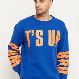 Club York Typography Printed Fleece Pullover Sweatshirt-image-80