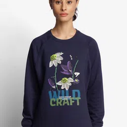 Wildcraft Women Navy Blue Printed Cotton Sweatshirt-image-89