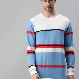SHOWOFF Men Blue Striped Sweatshirt-image-51