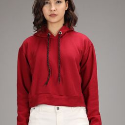 Imsa Moda Hooded Fleece Crop Sweatshirt-image-91