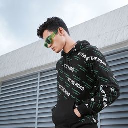 LOCOMOTIVE Men Black Printed Hooded Sweatshirt-image-69