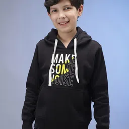 Instafab Boys Typographic Printed Hooded Cotton Sweatshirt-image-7
