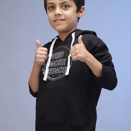 Instafab Boys Typographic Printed Hooded Cotton Sweatshirt-image-5