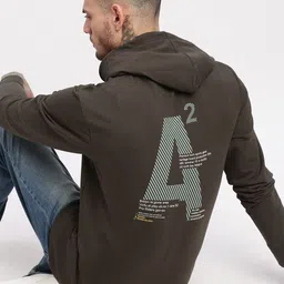 SHOWOFF Typography Printed Cotton Terry Hood Pullover Sweatshirt-image-13
