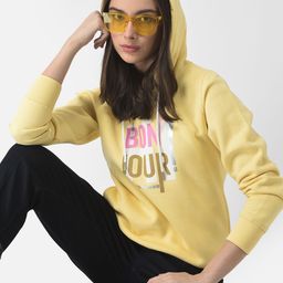 Crimsoune Club Women Yellow Printed Hooded Sweatshirt-image-45