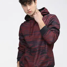 HIGHLANDER Men Red & Black Printed Hooded Sweatshirt-picture-55