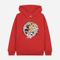 Kids Ville Girls Red Looney Tunes Printed Hooded Sweatshirt-image-52