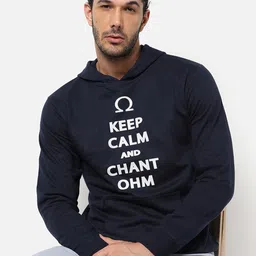 Campus Sutra Men Blue Printed Hooded Sweatshirt-image-97