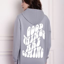 Imsa Moda Typography Printed Hooded Oversized Fleece Sweatshirt-42