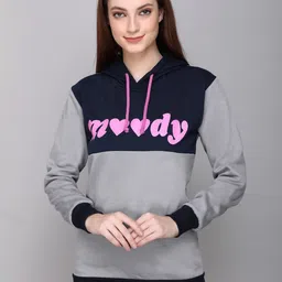 CUSHYBEE Women Grey Printed Hooded Sweatshirt-picture-10