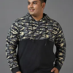 Urbano Plus Plus Size Cotton Camouflage Printed Hooded Neck Sweatshirt-10