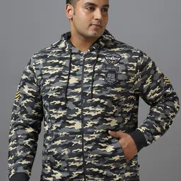 Urbano Plus Size Cotton Camouflage Printed Hooded Neck Sweatshirt-45