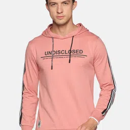 SHOWOFF Men Peach-Coloured Printed Hooded Cotton Sweatshirt-picture-10