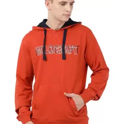Wildcraft Men Orange Printed Hooded Cotton Sweatshirt-image-33