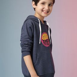 Instafab Boys Blue Printed Hooded Sweatshirt-image-63