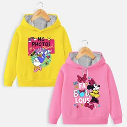 YK Disney Girls Pack Of 2 Minnie Mouse Printed Hooded Cotton Sweatshirt-image-89