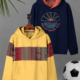 HELLCAT Boys Pack Of 2 Printed Hooded Cotton Sweatshirt-56