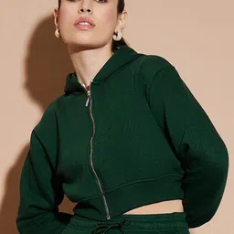 Nun Hooded Front-Open Fleece Crop Sweatshirt-picture-10