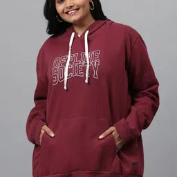 Instafab Plus Size Women Printed Stylish Casual Hooded Sweatshirt-image-26