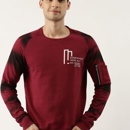 Maniac Men Maroon Printed Cotton Sweatshirt-image-60