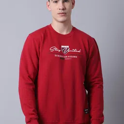 Rodamo Men Red Printed Sweatshirt-picture-1