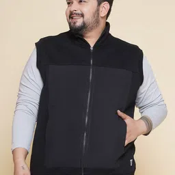 John Pride Men Plus Size Mock Collar Cotton Front-Open Sweatshirt-22