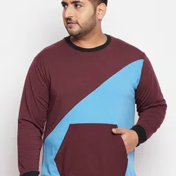 bigbanana Men Brown & Blue Cotton Colourblocked Sweatshirt-image-87