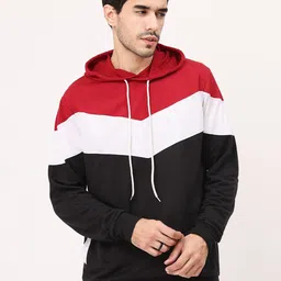 Leotude Colourblocked Hooded Fleece Pullover Sweatshirt-picture-51