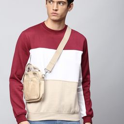 Dennis Lingo Men Red Colourblocked Sweatshirt-picture-10