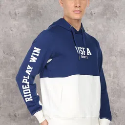 U.S. Polo Assn. Denim Co. Men Blue Colourblocked Hooded Pure Cotton Sweatshirt-picture-56