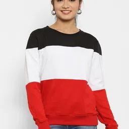 Popster Women Black Colourblocked Sweatshirt-picture-37