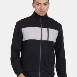 t-base Colourblocked Mock Collar Long Sleeves Zip Detail Sweatshirt-image-8