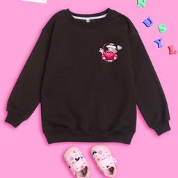 NUSYL Girls Printed Oversized Fleece Sweatshirt-image-57