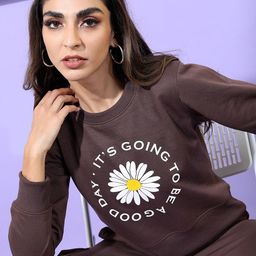 Tokyo Talkies Women Brown Printed Sweatshirt-image-98