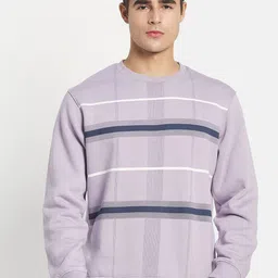 Octave Men Purple Checked Sweatshirt-image-33