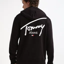 Tommy Hilfiger Typography Printed Pure Cotton Hooded Pullover Sweatshirt-image-51