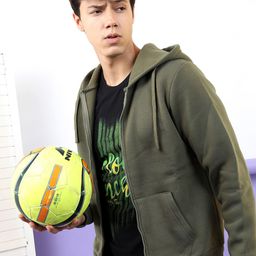 HIGHLANDER Men Olive Green Hooded Sweatshirt-picture-11