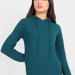 JoE Hazel Women Teal Green Hooded Sweatshirt-image-29