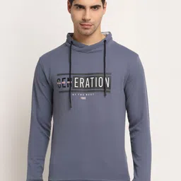 Cantabil Men Grey Printed Fleece Hooded Sweatshirt-picture-21