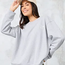 Styli Grey Regular Fit HD Typography Foil Printed Cotton Pullover Sweatshirt-image-56