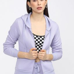 Tokyo Talkies Women Purple Hooded Sweatshirt-image-36