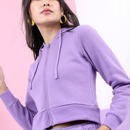 Tokyo Talkies Women Violet Hooded Sweatshirt-image-79