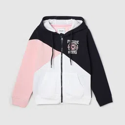 max Girls Colourblocked Hooded Front Open Sweatshirt-image-35