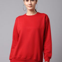 mack jonney VIMAL JONNEY Women Pack of 2 Red & Blue Solid Fleece Sweatshirts-picture-36