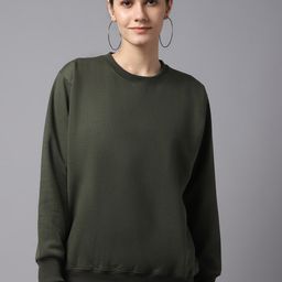 mack jonney VIMAL JONNEY Women Pack Of 2 Olive Green & Black Fleece Sweatshirt-picture-34