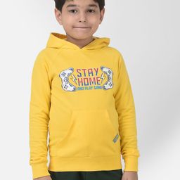 Cub McPaws Boys Yellow Printed Cotton Hooded Sweatshirt-image-7