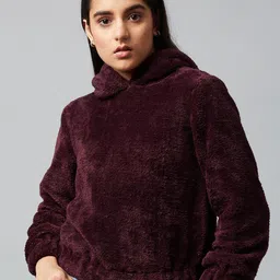 Athena Girl Girls Burgundy Solid Hooded Sweatshirt-image-13