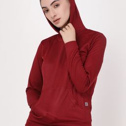 STUDIOACTIV Women Burgundy Hooded Sweatshirt-image-84