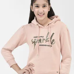 Crimsoune Club Girls Typography Printed Hooded Neck Cotton Pullover Sweatshirt-image-60