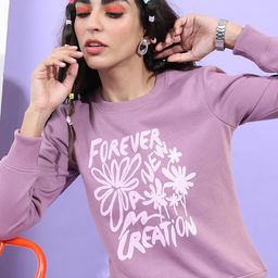 Tokyo Talkies Women Lavender Printed Sweatshirt-image-35